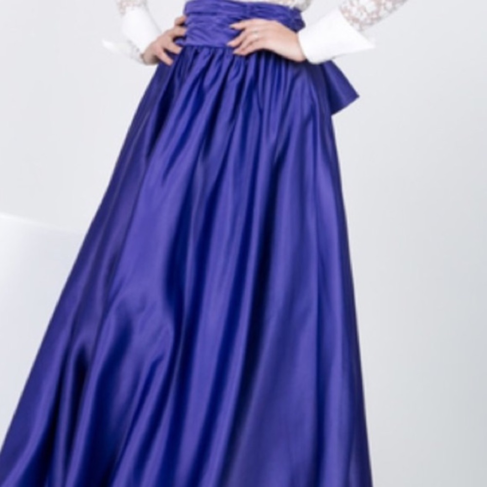 Purple Satin Maxi Skirt with Bow Detail in back